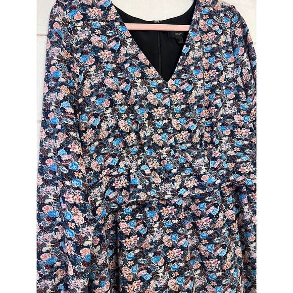 J. Crew Dress Size 14 Dress Long Sleeves Ruffled Waist Multicolor - Picture 6 of 6